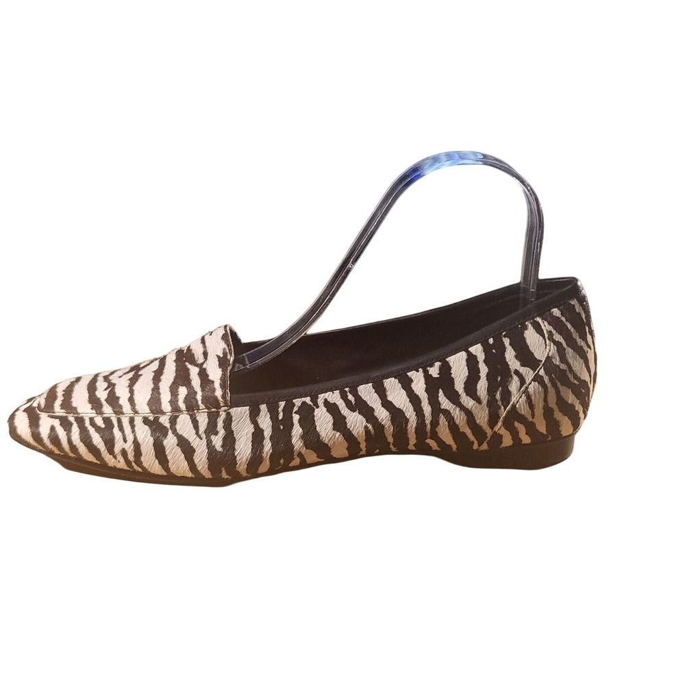Donald J‎ Pliner Flats Shoes 8.5 Zebra Print Calf Hair Pointed Toe Loafers Brown